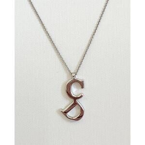 DIOR Vintage CD Monogram Logo Pendant Silver Tone Necklace 17" Adjustable